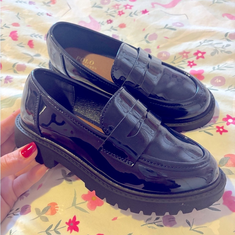 Wellsley Patent Faux-Leather Loafer size 1 New without box. Dark Navy